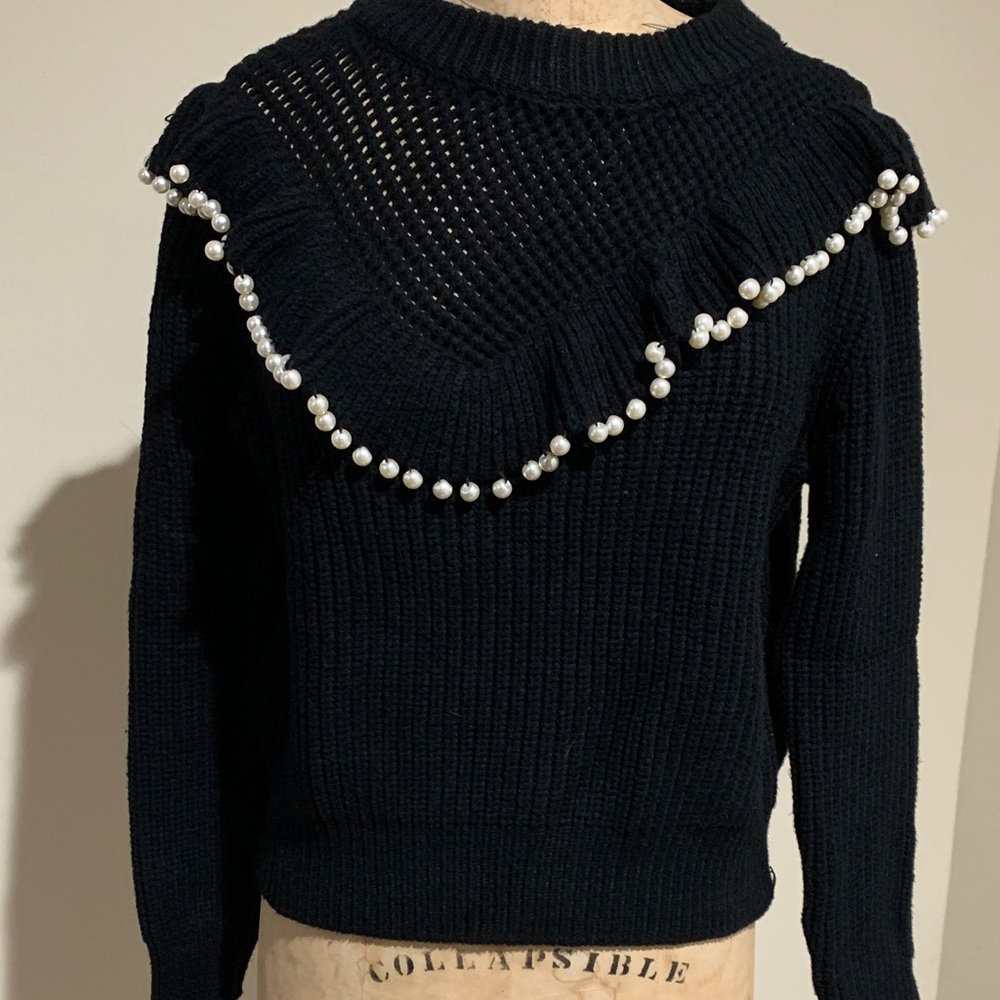 New with tags Zara Black Sweater with Pearl Accents